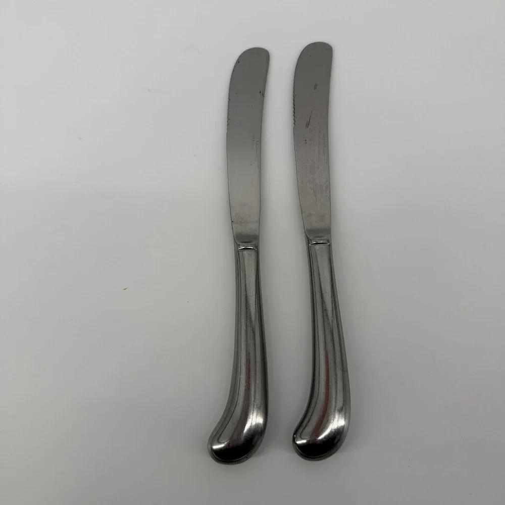 Leonard Stainless Korea Pistol Grip Dinner‎ Knives Set of 2 Serrated 9 inch
